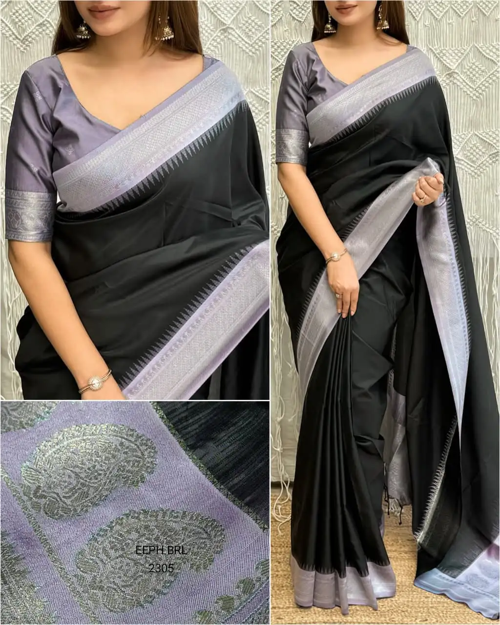 Solid Colored Soft Silk Saree with Zari Weaving Jacquard Border